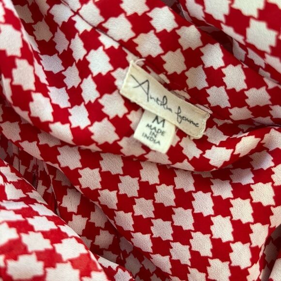 ANTILIA Femme red/white checked tunic top, size M - Picture 6 of 6